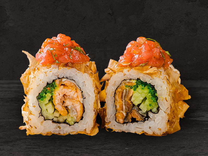 Ролл из жареной кожи лосося Ролл из жареной кожи лосося