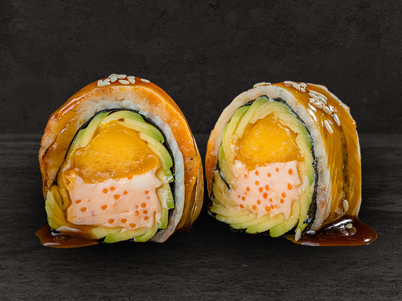 Сашими-ролл из копченого угря с авокадо и сыром Филадельфия Сашими-ролл из копченого угря с авокадо и сыром Филадельфия