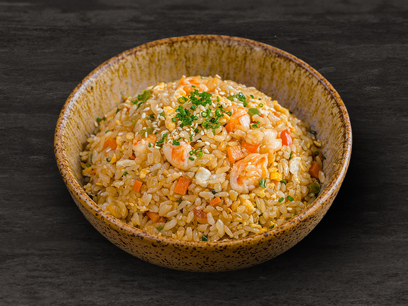 Жареный рис с тигровыми креветками Жареный рис с тигровыми креветками